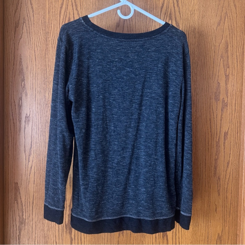 Lounge Top Crewneck Long Sleeve Heathered Charcoal Gray Small - Picture 8 of 10